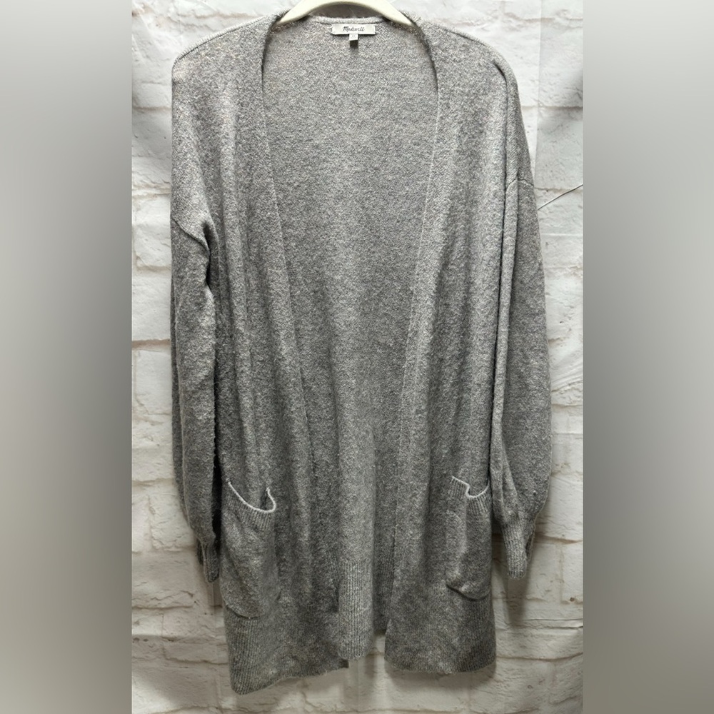 Madewell Women's Medium Edgewater Bubble Sleeve‎ Cardigan Sweater gray XS